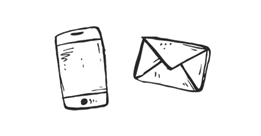 Tegning af brev og mobiltelefon